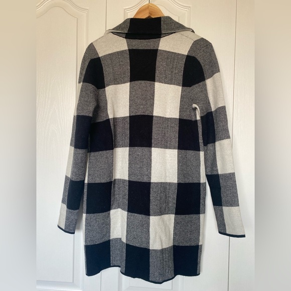 Contemporaine Simons Plaid Black & White Coatigan XS - Picture 2 of 6